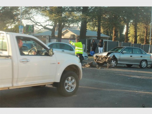 Traffic had to be redirected following a collision between a motorcycle and a car.