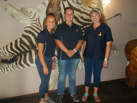 Pupils Lereece Harmse and Rowan Fritz with their teacher Corlia Erasmus.