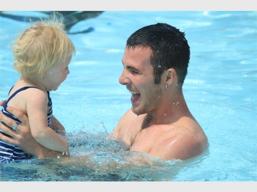 Conrad Nagel enjoying the water with his daughter Olivia in the newly opened Krugersdorp West swimming pool.