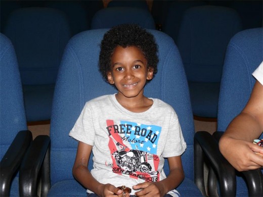 Vershano getting ready to watch his video messages.