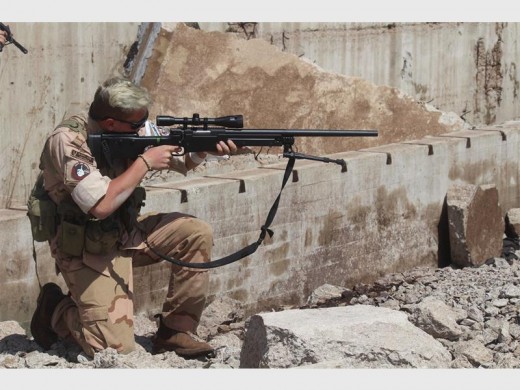 Luke Abroue aims at an attacking terrorist at the Baltic Silo.