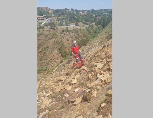 An ER24 member abseiling down the 120 metre cliff in Roodekrans, Krugersdorp.  Photo: ER24