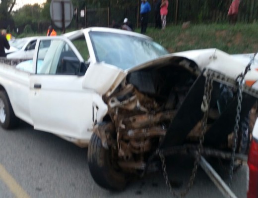 The bakkie collided with a car when it swerved to avoid another vehicle. Photo: Help24.