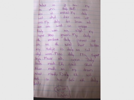 Burniece Putter, Marlin's 14-year-old daughter wrote him a letter the day after he passed to ask him questions about his death.