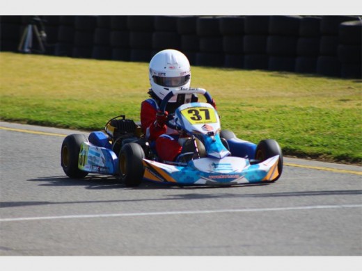 Jordan Brooks, number 37, races his way into first place at this year's Northern Regional Go-karting Championships. Photo: Supplied