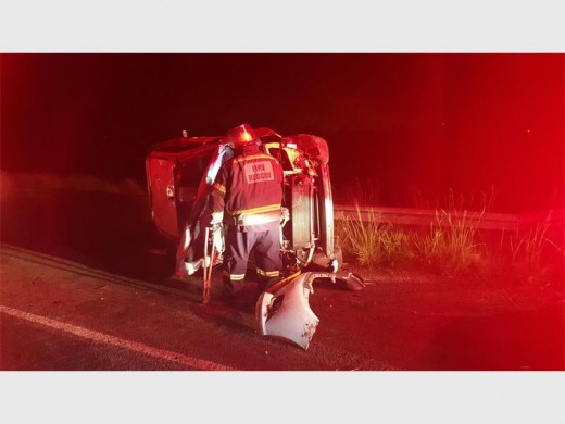 The bakkie that overturned on the Groot Elandsvlei Road on Christmas Day, carried one occupant who later succumbed to his fatal injuries.  Photo: Netcare 911