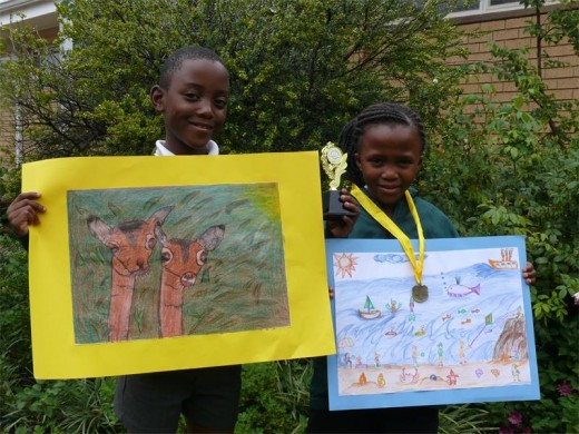 Rhandzu Bodiba and Letlhogonolo Selato with their masterpieces.