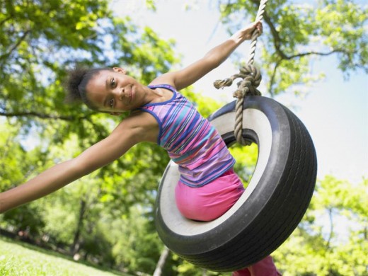 A tyre swing for the kids.