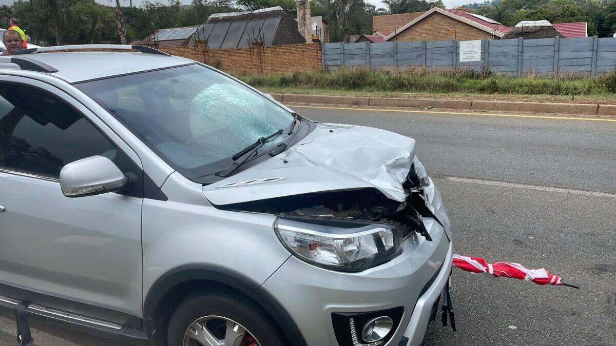 A woman was struck and killed by a vehicle while crossing Robert Broom Drive, this morning.