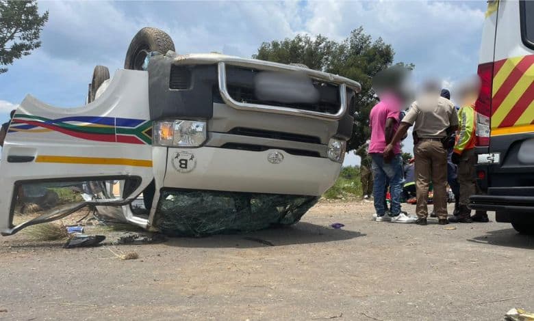 Multiple EMS teams rushed to Chamdor Road after a taxi rollover left 14 people injured.