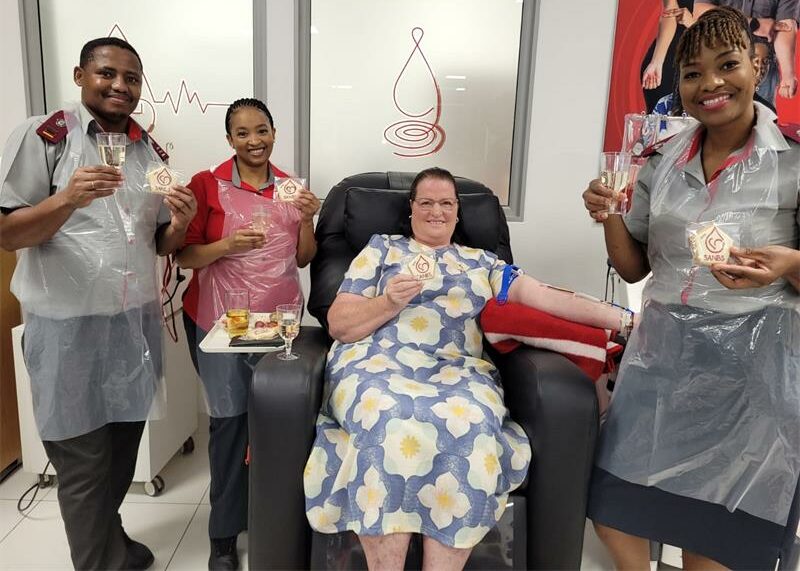 Getruida Visser donates her 400th unit of platelets, helping trauma, cancer and leukaemia patients across South Africa and the region.