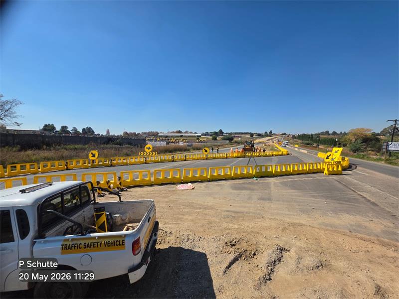 A temporary divider has been installed as construction continues in the area, with motorists urged to drive carefully.