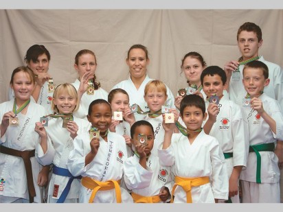 Members of the Horizon View Karate Centre in action JKA National Championships on Friday 31 May. Back: Matuschka de Jager, Izel van Blerk, sensei Wendy Wannenburg, Bianca Jansen van Rensburg, Griffin Ashe. Middle: Zoe Sone van den Heever, Emma Ashe, Megan Funnell, Sonita van den Heever, David Moodley, Dolf Potas. Front: Tshegofatso Morapisi, Lindani Fani, Sebastian Getchevski. Absent: Zaakiyah Ismail, Twaney de Jager.