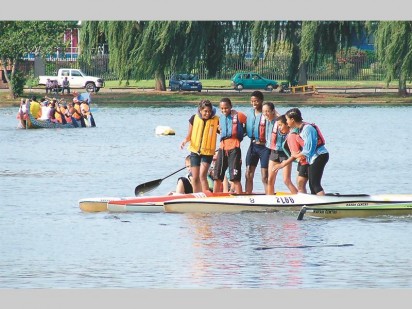 The youth having fun at the lake.