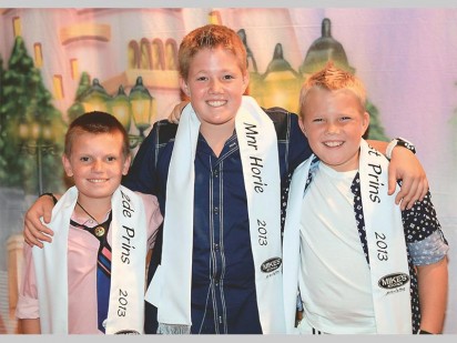 Brandon Venter (tweede prins), Armand Boshoff (Mnr Horie 2013) en Rynard Boshoff (eerste prins).