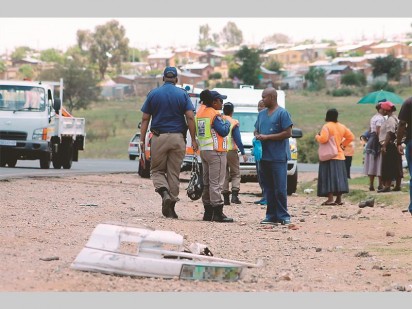 Police at the accident scene.