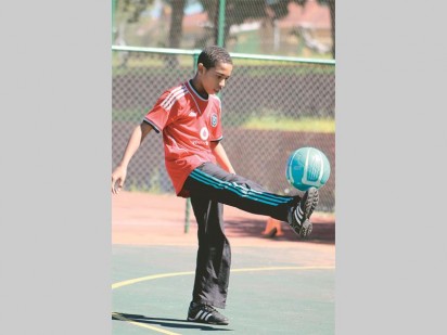 A FC Palmeros player during training.