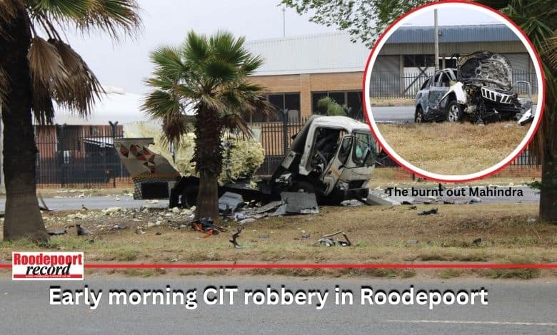 A CIT van was rammed and blown up by robbers on Main Reef Road in Stormill.