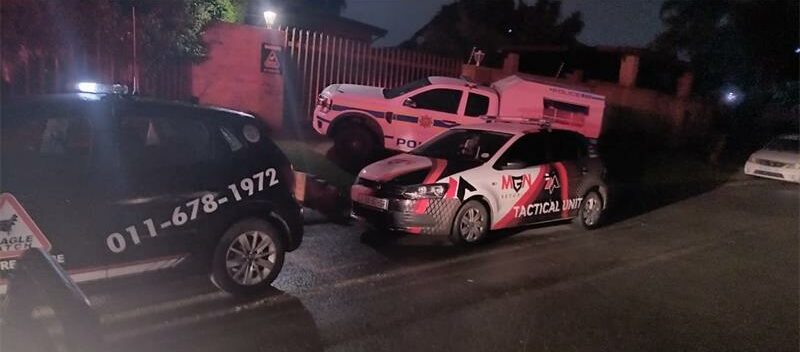 A private security officer is recovering in the hospital after being shot while responding to a house robbery in Struben Valley.