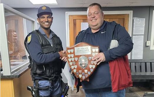 Honeydew police officer receives recognition for his hard work and dedication.