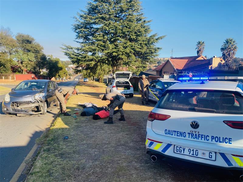 Three men were arrested after a high-speed chase through Roodepoort ended in a crash, leading to the recovery of a hijacked vehicle.