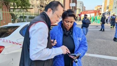 DA Johannesburg Caucus Leader Belinda Kayser-Echeozonjoku at the scene of the fire. Photo: Supplied