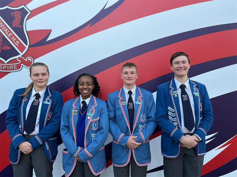 The newly appointed 2026 head prefects at Edenvale High School will lead the student body, with Munzhedzi Ndou and Jordan Lunt taking top roles and Chanel D’Arcy and Ethan Payne serving as deputies.