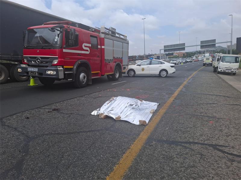 A pedestrian died after being hit by a truck on the R24 in Bedfordview, causing serious traffic delays this morning.