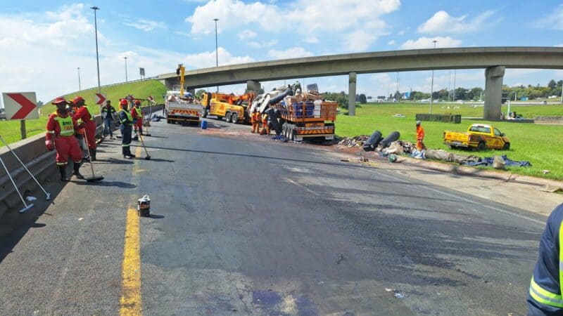 Motorists faced delays on the N12 eastbound at Gilloolys Interchange in Bedfordview as clean-up operations continued following a truck incident.