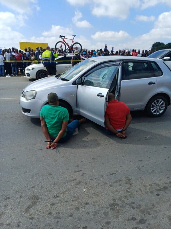 Eight suspects, including two South African Police Service members stationed in Florida, were arrested in Bedfordview following a business robbery, with police condemning the alleged involvement of officers in criminal activity.