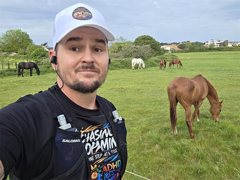 The challenge sees him run 50 half marathons in 50 consecutive days before tackling a 48-mile island walk on day 51.