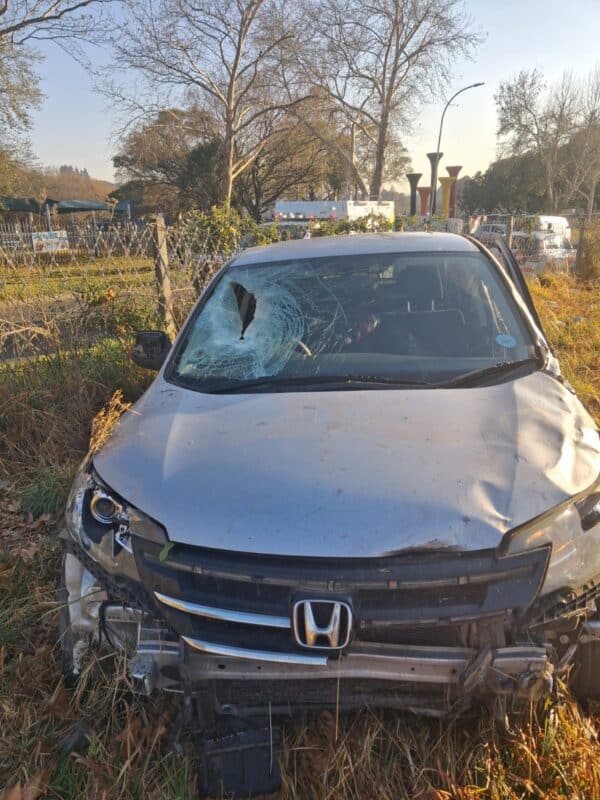 An eyewitness told police the rock was allegedly dropped from the Van Der Linde Road Bridge