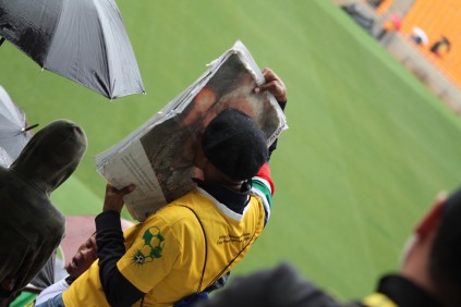 KISSED: The same man repeatedly kissed and licked the poster on Tuesday.