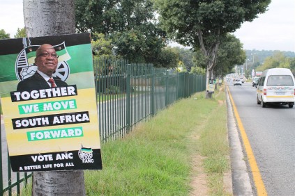 REBELS: Violating even more rules, the ANC's proud display of election posters stuck on trees along Jan Smuts Avenue.
