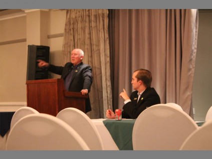 POWER UP: Vincent Earp and Stephen Moore busy discussing ways forward to ensure Bryanston remains powered.