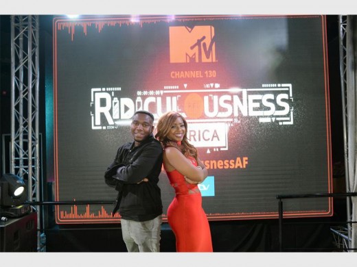 FUN: Award-winning actor, comedian and TV host, Thomas Gumede and co-host, TV personality, Boity Thulo at the launch of Ridiculousness Africa at Montecasino.