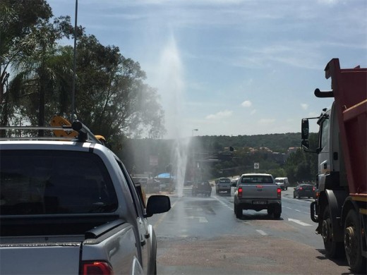 The water was estimated to be shooting about 10 metres into the air.