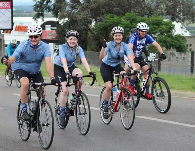 Racers are in high spirits as they cycle in the 947 Ride Joburg race. Photo: Khomotso Makgabutlane
