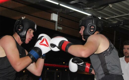 Boxers Gert Estebeth and Miguel Charlez go toe to toe