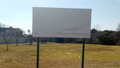 The Witkoppen Park's defaced rules and regulations notice board.
