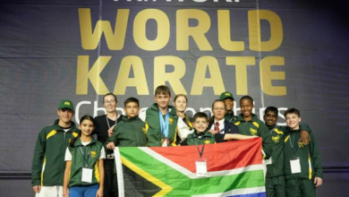 The Shotokan-ZA team at the 2023 WUKF World Championships.