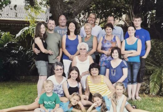 The late Lorraine Greasley is pictured above surrounded by her family.