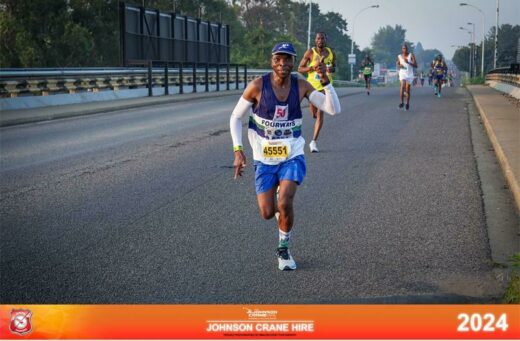 Moses Marwa was the first member of his club to finish the 42km race.