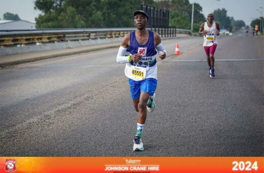 Moses Marwa was the first member of his club to finish the 42km race.
