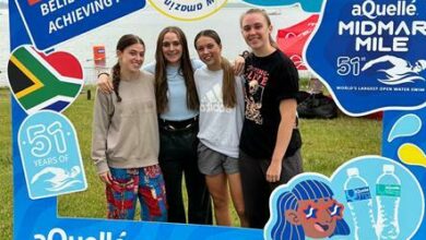 Claire Fisher, Stacey Fisher, Lilia Geyer and Lauren Fisher at the Midmar Mile.