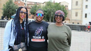 Sanele, Sethabile and Nothando Gulwako came to support members of their cycling group.