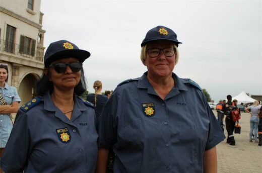 The station commander of Douglasdale Police Station, Brigadier Veeshani Arikum and Captain Ronel Human.