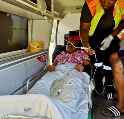 Michelle Singh receives medical attention.