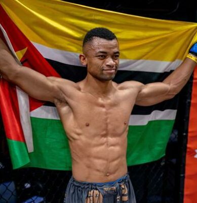 Emerson Pedro raises his flag high and proudly.