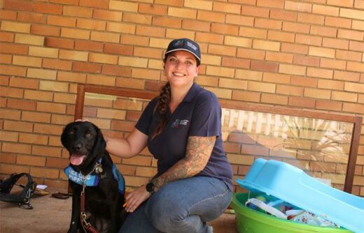 Ashley and regional marketing manager of the SA Guide Dogs Nicole Barros.